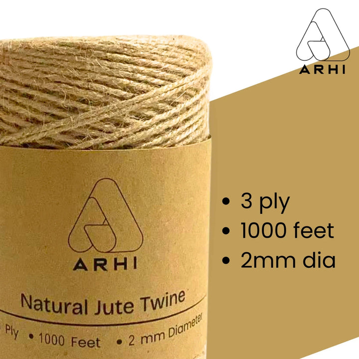 2Pack ARHI 1000FT Natural Jute Twine Rope 2mm 3Ply for Gardening & Packing Craft