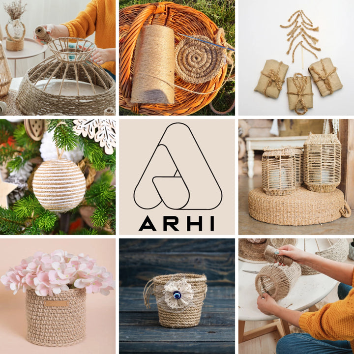2 Pack ARHI 300FT Natural Jute Twine Rope 4mm 3Ply for Gardening & Packing Craft