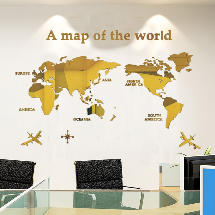 World Map Acrylic 3D Solid Crystal Bedroom Wall With Living Room Classroom Stickers Office Decoration Ideas