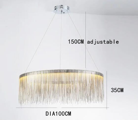 Postmodern Style Living Room Chain Led Chandelier Nordic Creative Bedroom Dining room Cloth Store Tassel Chain Light Fixtures