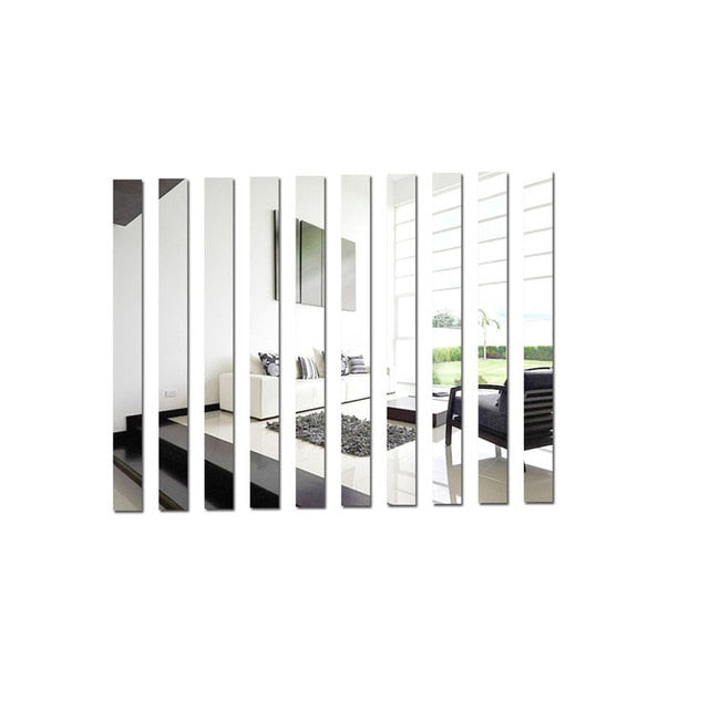 10pcs Mirror line Acrylic 3D Wall Stickers Living room Home decoration Self Adhesive Ceiling Waist line Wall decor 45cm long