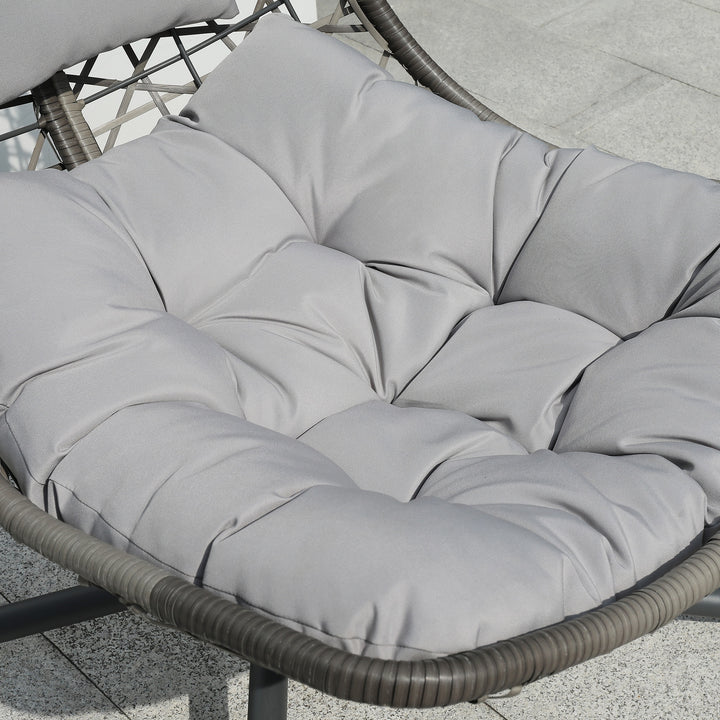 JARDINA Outdoor Swing Patio Wicker Hammock Hanging Egg Chair with Stand and Cushions
