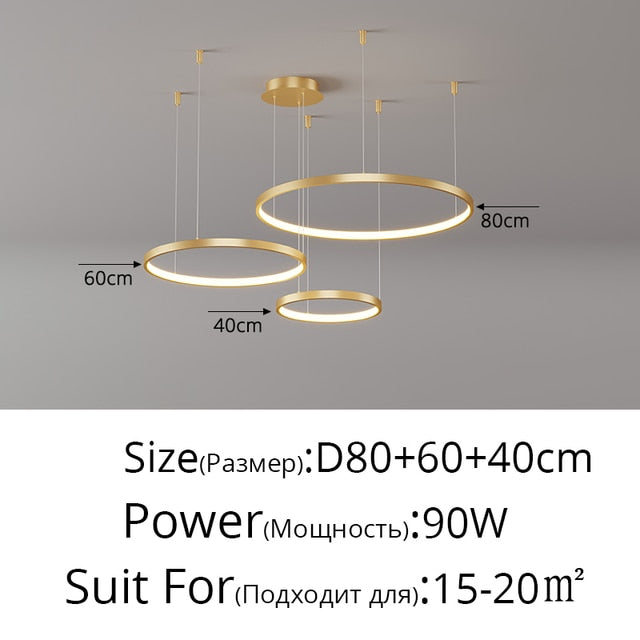 Living Room Ring Pendant Lights Acrylic Led Restaurant Chandelier Modern Minimalist Art Creative Personality Net Red Custom Lamp