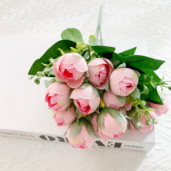 YRMSF Artificial Flowers 12 Head Pink Silk Peony Artificial Fake Flower for DIY Wedding Party Bride Home Plant Decoration Flower