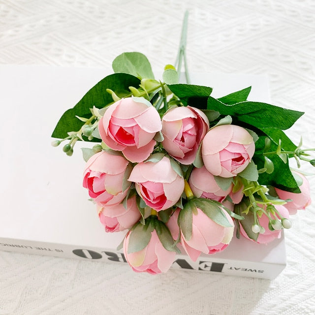 YRMSF Artificial Flowers 12 Head Pink Silk Peony Artificial Fake Flower for DIY Wedding Party Bride Home Plant Decoration Flower