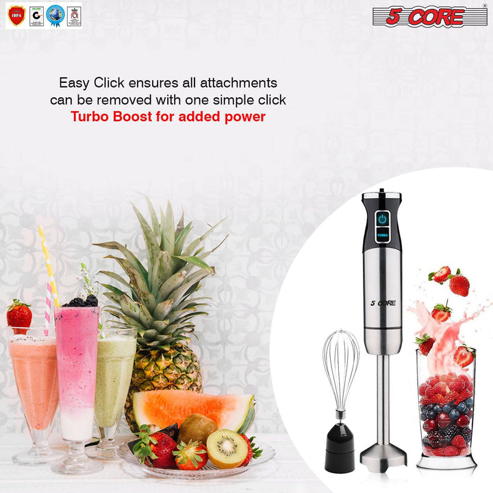 5 Core Immersion Hand Blender 5-In-1 500W Handheld 8 Variable Powerful