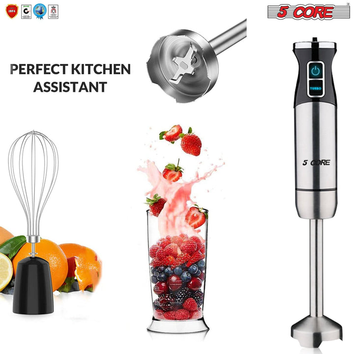 5 Core Immersion Hand Blender 5-In-1 500W Handheld 8 Variable Powerful