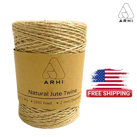 ARHI 2000FT Natural Jute Twine Rope 2mm 3Ply for Gardening & Packing Craft USA