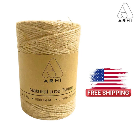 ARHI 1000FT Natural Jute Twine Rope 3mm 3Ply for Gardening & Packing Craft USA