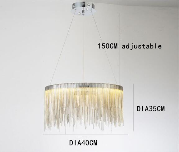 Postmodern Style Living Room Chain Led Chandelier Nordic Creative Bedroom Dining room Cloth Store Tassel Chain Light Fixtures