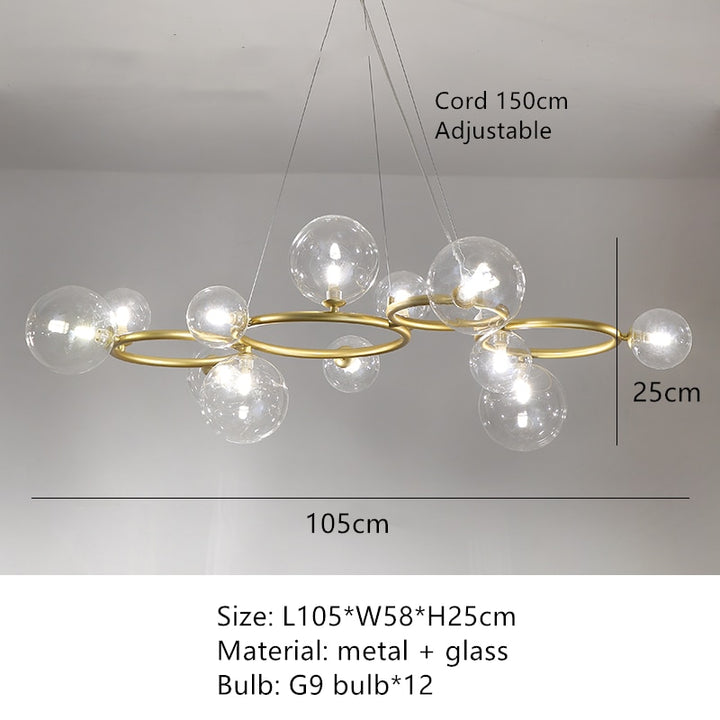 New Design LED Ceiling Lamp Transparent Gray White Glass Cord Hanging Adjustable Lighting Fixtures G9 For Parlor Bedroom Diner