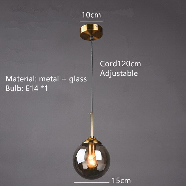 Smoky Gray Transparent Glass Chandelier Height Adjustable E27 LED Bulb Gold Metal Lighting Fixtures For Home Foyer Dinning Room