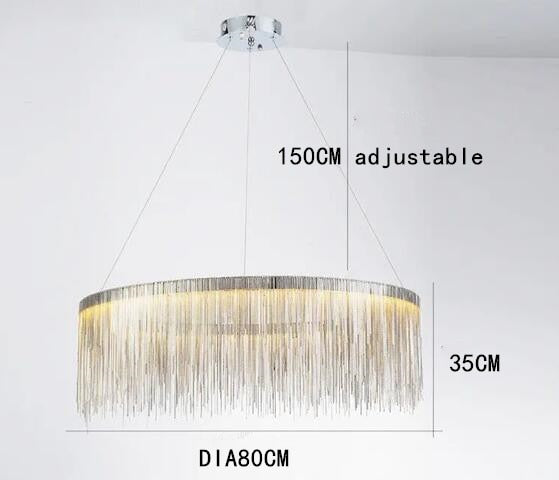 Postmodern Style Living Room Chain Led Chandelier Nordic Creative Bedroom Dining room Cloth Store Tassel Chain Light Fixtures