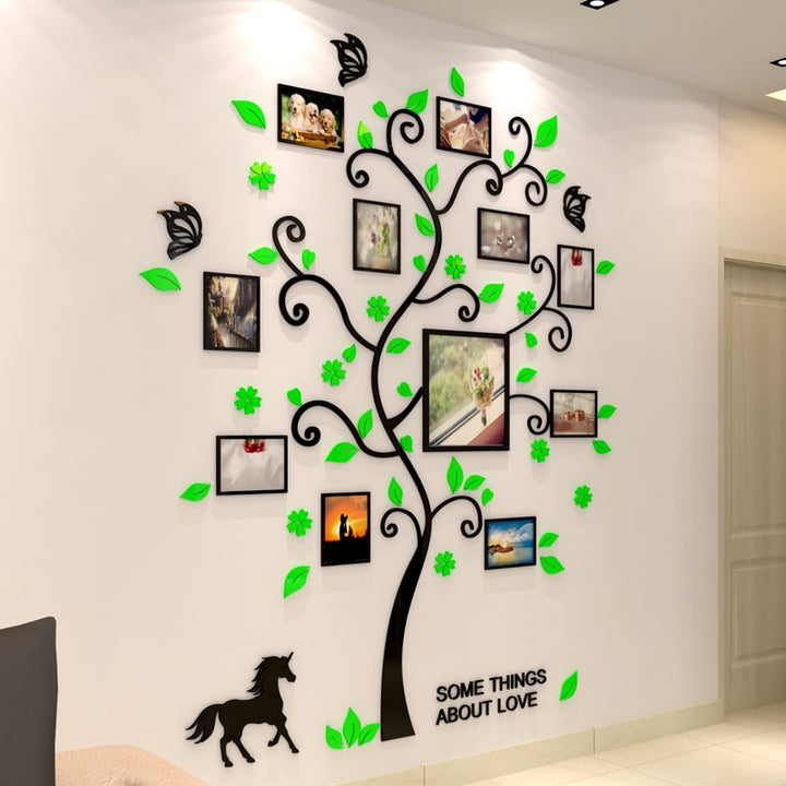 3D Family Tree Wall Sticker Acrylic Photo tree Home Decor Wall Poster Decal Sticker Mirror photo wall wallpaper kid room decor