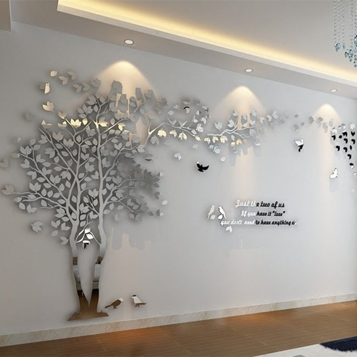 Large Size Wall Sticker Tree Decorative 3D DIY Art TV Background Wallpaper Home Decor Living Room Acrylic interior stickers