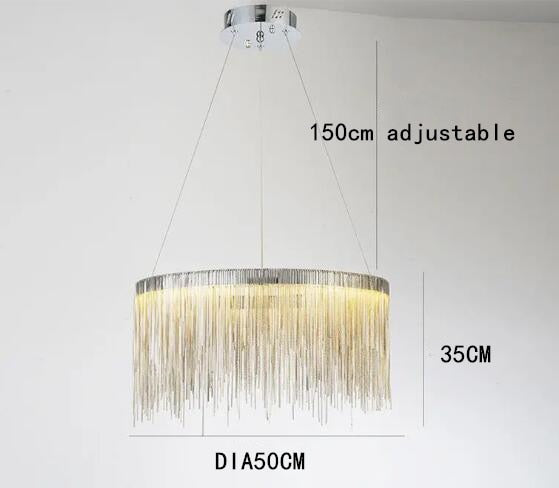 Postmodern Style Living Room Chain Led Chandelier Nordic Creative Bedroom Dining room Cloth Store Tassel Chain Light Fixtures