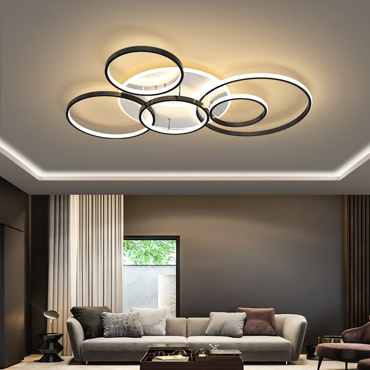 Modern LED Gold Black Chandeliers Lighting For Living Study Room Dimmable Indoor Lamps Parlor Foyer Lustres Lampadario Luminaire