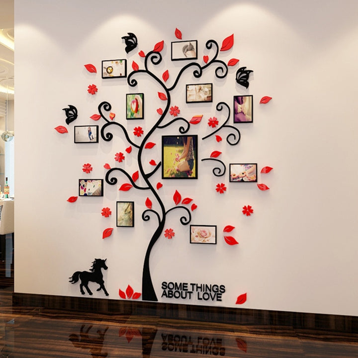 3D Family Tree Wall Sticker Acrylic Photo tree Home Decor Wall Poster Decal Sticker Mirror photo wall wallpaper kid room decor