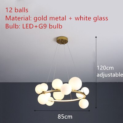 Clear Glass Bubble LED Chandelier Hall Parlor Lighting Fixtures Restaurant Bedroom Modern Hanglamp Cord Adjustable G9 Loft Deco