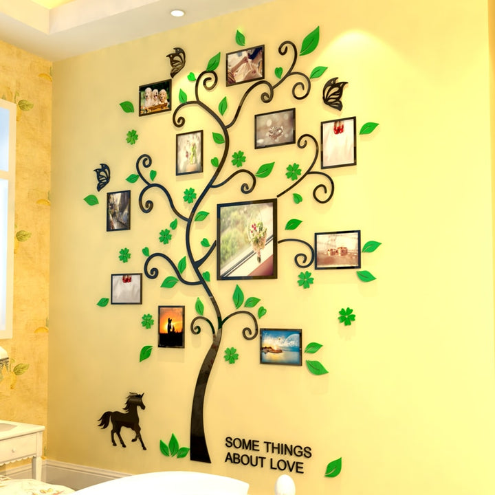 3D Family Tree Wall Sticker Acrylic Photo tree Home Decor Wall Poster Decal Sticker Mirror photo wall wallpaper kid room decor