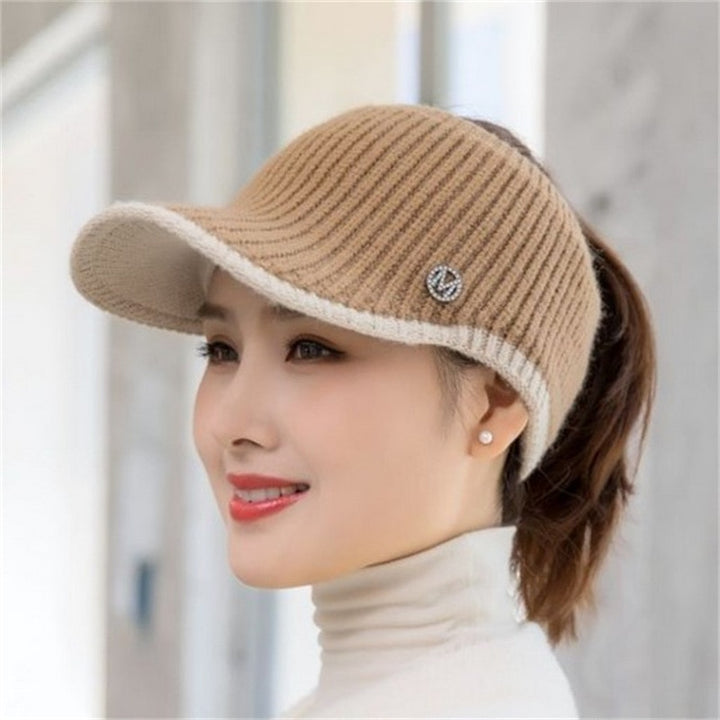 2021 Hats For Women Autumn Winter Sports Empty Top Caps Female Knitted Warm Baseball Cap Fashion Running Golf Sun Hat