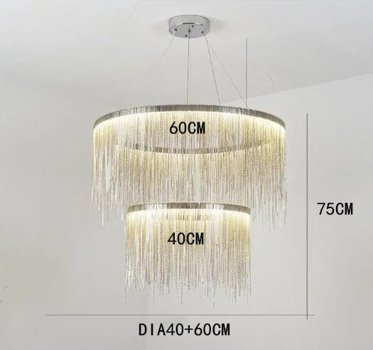 Postmodern Style Living Room Chain Led Chandelier Nordic Creative Bedroom Dining room Cloth Store Tassel Chain Light Fixtures