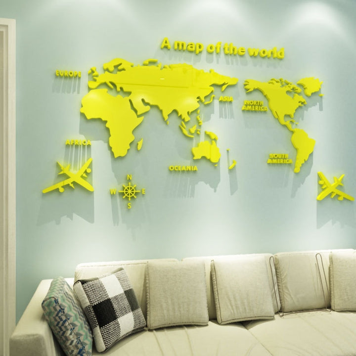 World Map Acrylic 3D Solid Crystal Bedroom Wall With Living Room Classroom Stickers Office Decoration Ideas