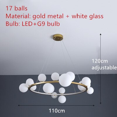 Clear Glass Bubble LED Chandelier Hall Parlor Lighting Fixtures Restaurant Bedroom Modern Hanglamp Cord Adjustable G9 Loft Deco