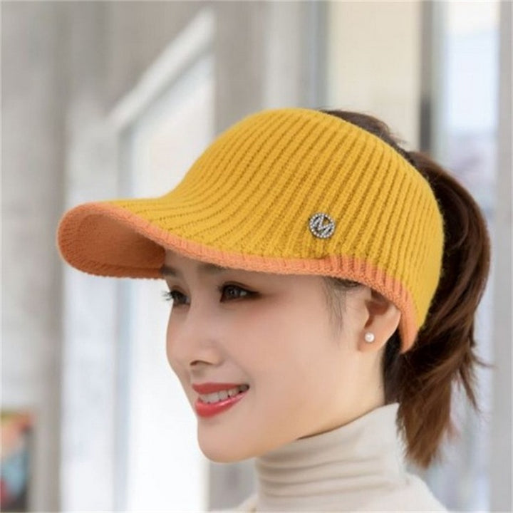 2021 Hats For Women Autumn Winter Sports Empty Top Caps Female Knitted Warm Baseball Cap Fashion Running Golf Sun Hat