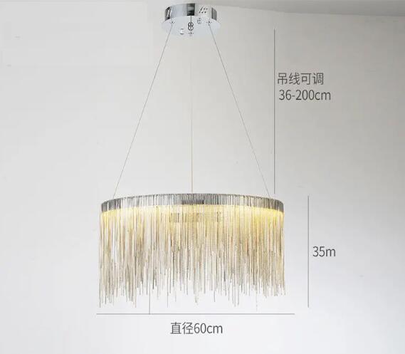 Postmodern Style Living Room Chain Led Chandelier Nordic Creative Bedroom Dining room Cloth Store Tassel Chain Light Fixtures