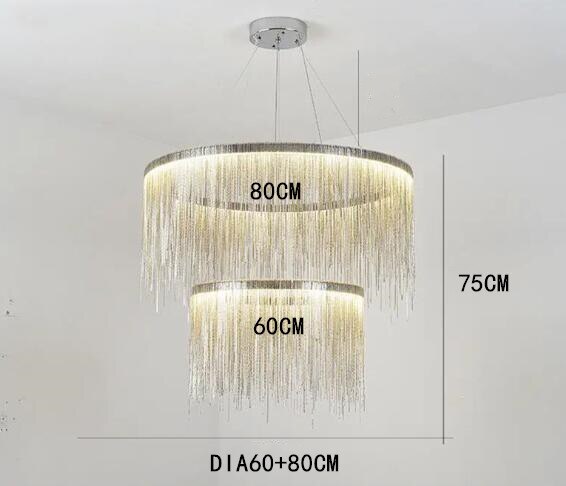 Postmodern Style Living Room Chain Led Chandelier Nordic Creative Bedroom Dining room Cloth Store Tassel Chain Light Fixtures