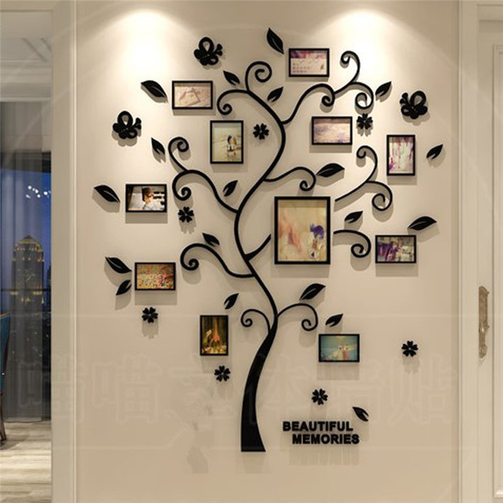 3D Family Tree Wall Sticker Acrylic Photo tree Home Decor Wall Poster Decal Sticker Mirror photo wall wallpaper kid room decor