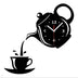 3D DIY Teapot Shape Wall Clock Acrylic Mirror Clock Modern Kitchen Home Decor Wall Sticker Hollow Digital Clock