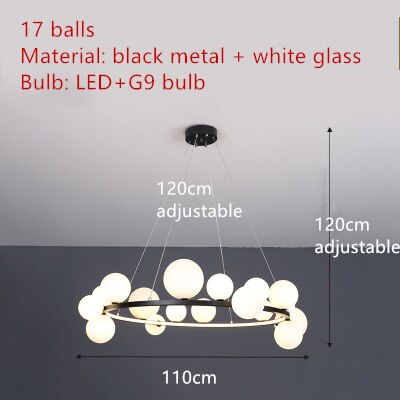 Clear Glass Bubble LED Chandelier Hall Parlor Lighting Fixtures Restaurant Bedroom Modern Hanglamp Cord Adjustable G9 Loft Deco