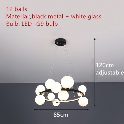 Clear Glass Bubble LED Chandelier Hall Parlor Lighting Fixtures Restaurant Bedroom Modern Hanglamp Cord Adjustable G9 Loft Deco