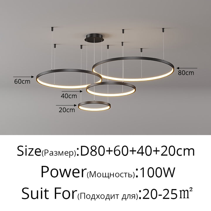 Living Room Ring Pendant Lights Acrylic Led Restaurant Chandelier Modern Minimalist Art Creative Personality Net Red Custom Lamp
