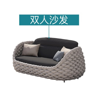 High Quality Rattan Chair Sofa Outdoor Terrace Sofa Coffee Table Combination Living Room Courtyard Model Room Outdoor Furniture
